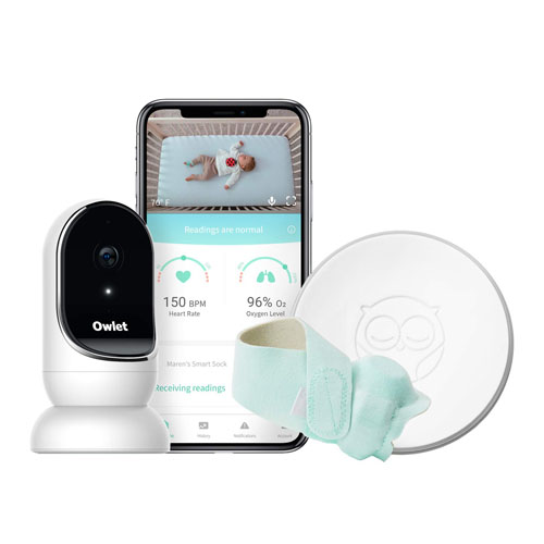 Комплект из умного носочка и камеры для мониторинга за младенцем. Owlet Monitor Duo